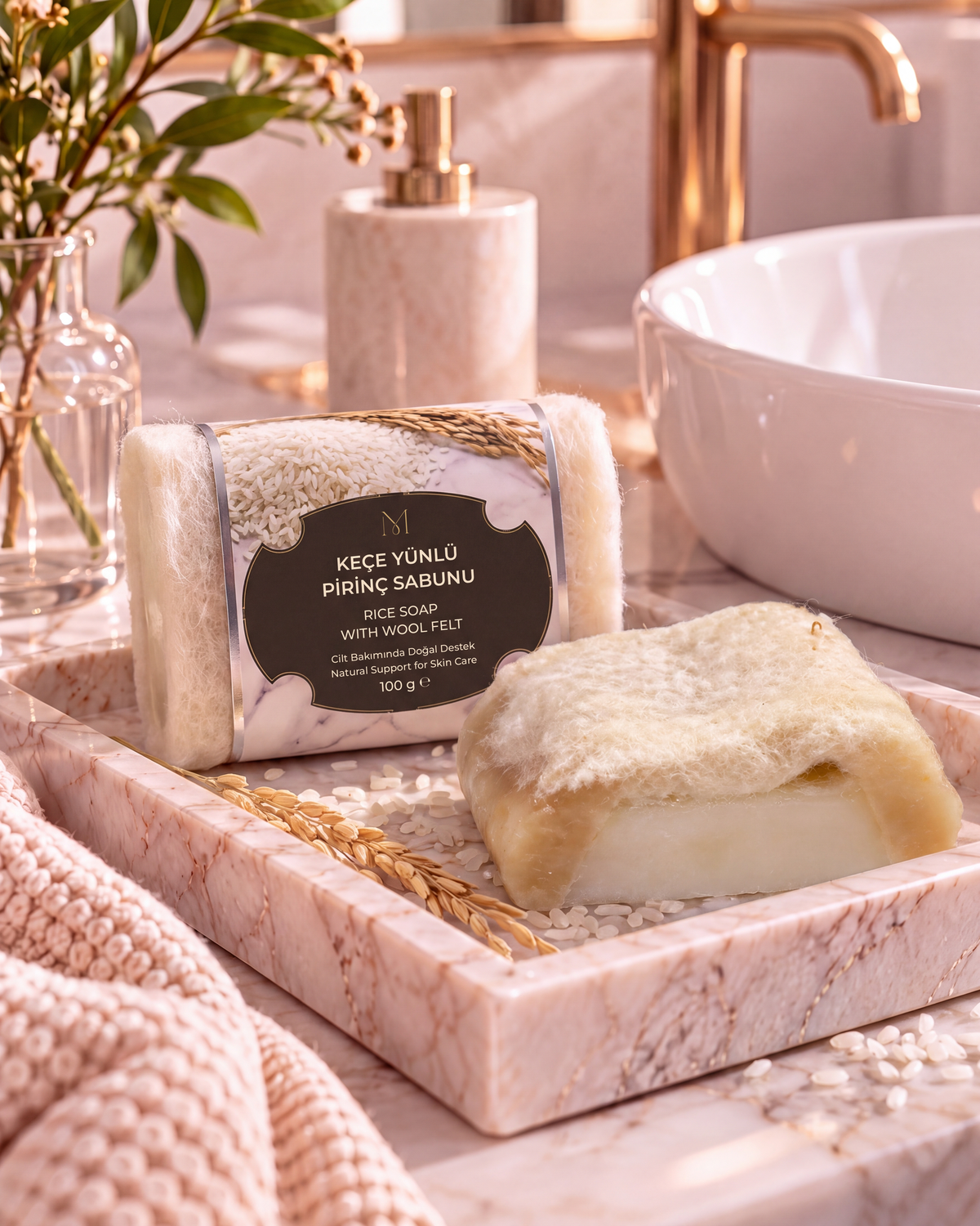 Rice Soap with Wool Felt — 01