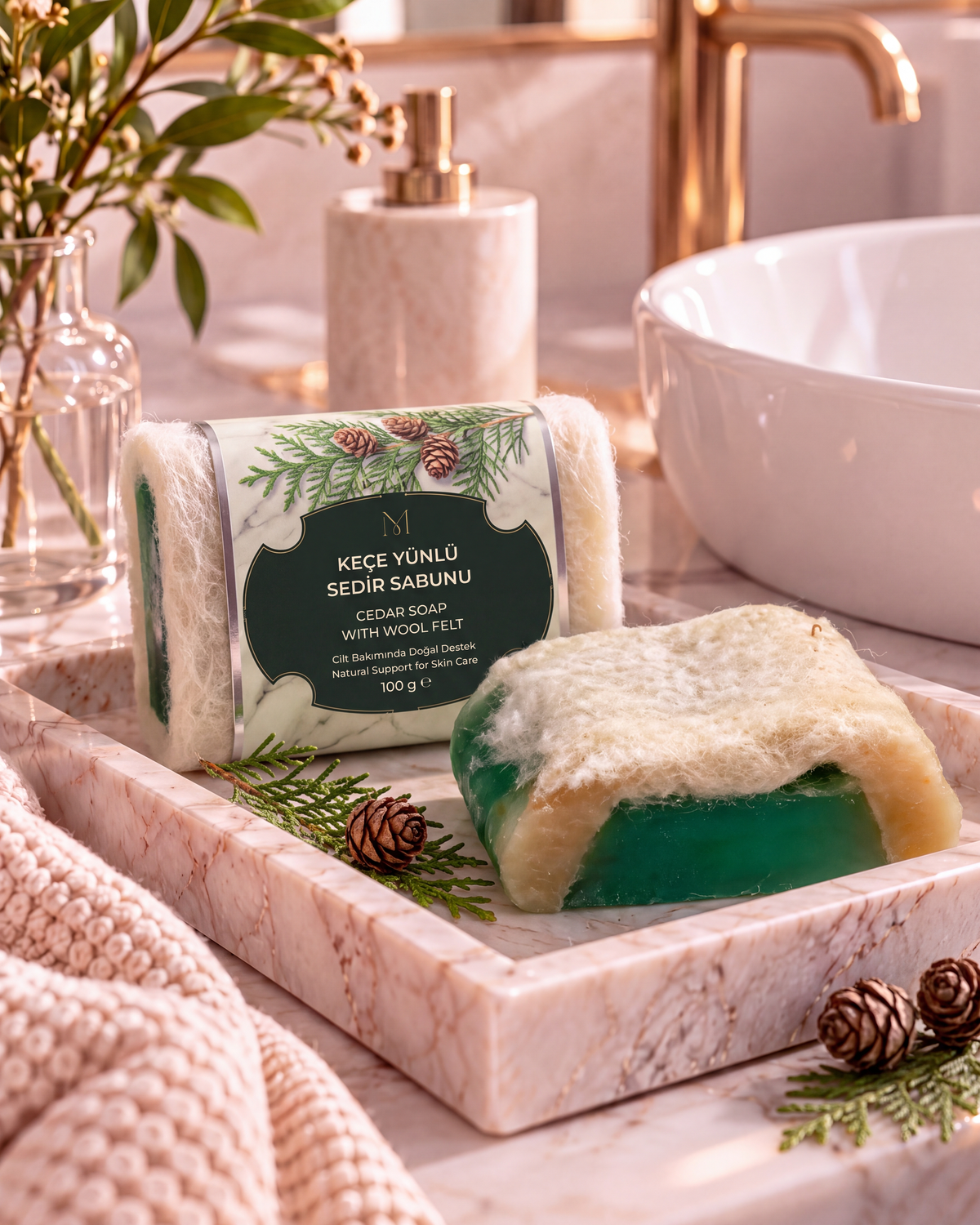 Cedar Soap with Wool Felt — 01